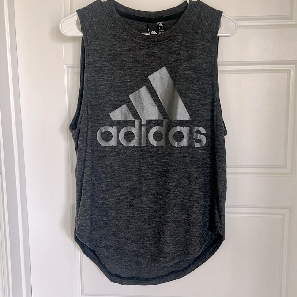 Adidas charcoal gray workout tank top size xs
